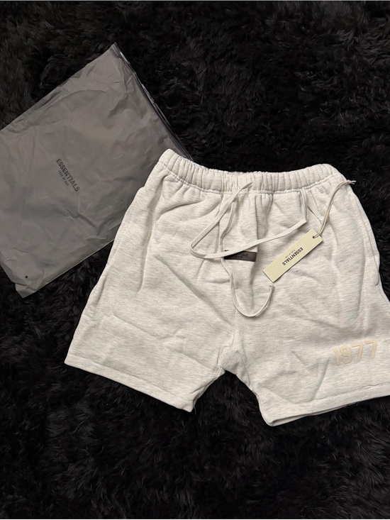 Essentials Other - Essentials Men’s Light Gray Athletic Shorts with 1977 Detail
